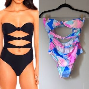 NWT Anthropologie Lava Lamp Pastel Cut Out One Piece Swimsuit Women's M